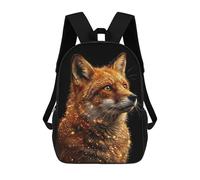 sinyumoney Mochilas De 17 Pulgadas Fox Portrait with Golden Sparkles Mochila Escolar Infantil Impresa En 3D Para Niños De Primaria Y Secundaria