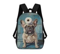 sinyumoney Mochilas De 17 Pulgadas French Bulldog with Toilet Paper Roll Mochila Escolar Infantil Impresa En 3D Para Niños De Primaria Y Secundaria