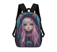 sinyumoney Mochilas De 17 Pulgadas Galactic Cat Hoodie Fashion Mochila Escolar Infantil Impresa En 3D Para Niños De Primaria Y Secundaria