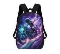 sinyumoney Mochilas De 17 Pulgadas Galactic Motorcycle Ride -13 Mochila Escolar Para Niños, Impresa En 3D Para Niños De Primaria Y Secundaria.