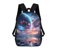 sinyumoney Mochilas De 17 Pulgadas Galactic Reflections Celestial Lake Scene Mochila Escolar Para Niños, Impresa En 3D Para Niños De Primaria Y Secundaria.
