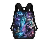 sinyumoney Mochilas De 17 Pulgadas Galactic Wolf Duo Mochila Escolar Infantil Impresa En 3D Para Niños De Primaria Y Secundaria