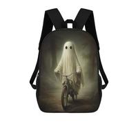 sinyumoney Mochilas De 17 Pulgadas Ghost on Bicycle in Forest Mochila Escolar Infantil Impresa En 3D Para Niños De Primaria Y Secundaria