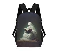 sinyumoney Mochilas De 17 Pulgadas Ghost Reading Book-3 Mochila Escolar Para Niños, Impresa En 3D Para Niños De Primaria Y Secundaria.