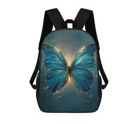 sinyumoney Mochilas De 17 Pulgadas Glowing Blue Butterfly Art Print Mochila Escolar Para Niños, Impresa En 3D Para Niños De Primaria Y Secundaria.