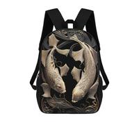sinyumoney Mochilas De 17 Pulgadas Golden Couple Koi Fish Mochila Escolar Infantil Impresa En 3D Para Niños De Primaria Y Secundaria