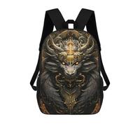 sinyumoney Mochilas De 17 Pulgadas Golden Infernal Dragon Sovereign Mochila Escolar Para Niños, Impresa En 3D Para Niños De Primaria Y Secundaria.