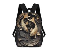 sinyumoney Mochilas De 17 Pulgadas Golden King Koi Fish Mochila Escolar Infantil Impresa En 3D Para Niños De Primaria Y Secundaria