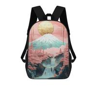 sinyumoney Mochilas De 17 Pulgadas Golden Moon Mountain Waterfall Mochila Escolar Para Niños, Impresa En 3D Para Niños De Primaria Y Secundaria.