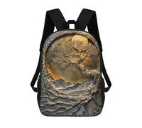 sinyumoney Mochilas De 17 Pulgadas Golden Mountain Tree Mochila Escolar Para Niños, Impresa En 3D Para Niños De Primaria Y Secundaria.