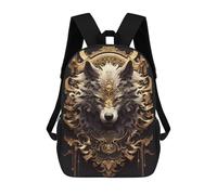 sinyumoney Mochilas De 17 Pulgadas Golden White King Wolf Mochila Escolar Infantil Impresa En 3D Para Niños De Primaria Y Secundaria