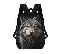 sinyumoney Mochilas De 17 Pulgadas Gray Wolf Portrait -3 Mochila Escolar Para Niños, Impresa En 3D Para Niños De Primaria Y Secundaria.