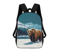 sinyumoney Mochilas De 17 Pulgadas Grizzly Bear in Winter Landscape Mochila Escolar Para Niños, Impresa En 3D Para Niños De Primaria Y Secundaria.