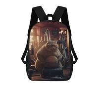 sinyumoney Mochilas De 17 Pulgadas Grumpy Fat Cat Fitness Mochila Escolar Para Niños, Impresa En 3D Para Niños De Primaria Y Secundaria.