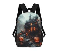 sinyumoney Mochilas De 17 Pulgadas Halloween Haunted House Decor Mochila Escolar Infantil Impresa En 3D Para Niños De Primaria Y Secundaria