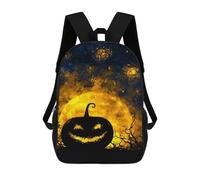 sinyumoney Mochilas De 17 Pulgadas Halloween Moonlit Jack-o'-Lantern Mochila Escolar Para Niños, Impresa En 3D Para Niños De Primaria Y Secundaria.