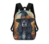 sinyumoney Mochilas De 17 Pulgadas Halloween Witch Dog Art Print-3 Mochila Escolar Para Niños, Impresa En 3D Para Niños De Primaria Y Secundaria.