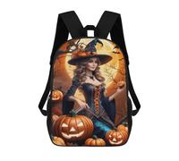 sinyumoney Mochilas De 17 Pulgadas Halloween Witch Holding Pumpkin Mochila Escolar Para Niños, Impresa En 3D Para Niños De Primaria Y Secundaria.