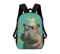 sinyumoney Mochilas De 17 Pulgadas Hippopotamus with Toilet Paper Mochila Escolar Infantil Impresa En 3D Para Niños De Primaria Y Secundaria