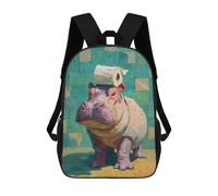 sinyumoney Mochilas De 17 Pulgadas Hippos in The Bathroom-3 Mochila Escolar Para Niños, Impresa En 3D Para Niños De Primaria Y Secundaria.