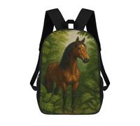 sinyumoney Mochilas De 17 Pulgadas Horse in Jungle Painting Mochila Escolar Infantil Impresa En 3D Para Niños De Primaria Y Secundaria