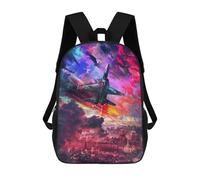 sinyumoney Mochilas De 17 Pulgadas Jet Fighter Sky Cityscape Mochila Escolar Para Niños, Impresa En 3D Para Niños De Primaria Y Secundaria.