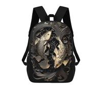 sinyumoney Mochilas De 17 Pulgadas King Fish Golden Art Deco Mochila Escolar Infantil Impresa En 3D Para Niños De Primaria Y Secundaria