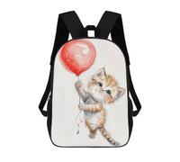 sinyumoney Mochilas De 17 Pulgadas Kitten with Balloon Illustration Mochila Escolar Infantil Impresa En 3D Para Niños De Primaria Y Secundaria