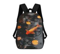 sinyumoney Mochilas De 17 Pulgadas Koi Fish in Pond with Leaves Mochila Escolar Para Niños, Impresa En 3D Para Niños De Primaria Y Secundaria.