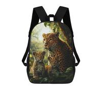 sinyumoney Mochilas De 17 Pulgadas Leopard Family in Amazon Rainforest-3 Mochila Escolar Infantil Impresa En 3D Para Niños De Primaria Y Secundaria