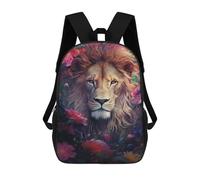 sinyumoney Mochilas De 17 Pulgadas Lion in Flowers Art Print-1 Mochila Escolar Infantil Impresa En 3D Para Niños De Primaria Y Secundaria