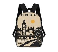 sinyumoney Mochilas De 17 Pulgadas London Cityscape Illustration Mochila Escolar Para Niños, Impresa En 3D Para Niños De Primaria Y Secundaria.
