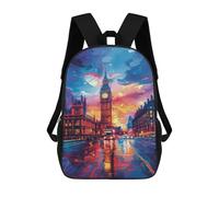 sinyumoney Mochilas De 17 Pulgadas London Nights Vibrant Cityscape Mochila Escolar Infantil Impresa En 3D Para Niños De Primaria Y Secundaria
