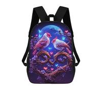 sinyumoney Mochilas De 17 Pulgadas Love Birds in Moonlit Romance Mochila Escolar Infantil Impresa En 3D Para Niños De Primaria Y Secundaria