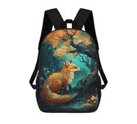 sinyumoney Mochilas De 17 Pulgadas Magical Forest Fox Mochila Escolar Para Niños, Impresa En 3D Para Niños De Primaria Y Secundaria.