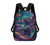 sinyumoney Mochilas De 17 Pulgadas Mermaid Painting Mochila Escolar Para Niños, Impresa En 3D Para Niños De Primaria Y Secundaria.
