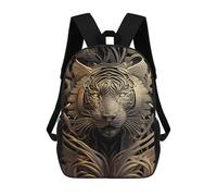 sinyumoney Mochilas De 17 Pulgadas Mighty Golden Tiger Mochila Escolar Para Niños, Impresa En 3D Para Niños De Primaria Y Secundaria.