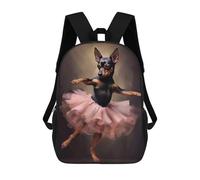 sinyumoney Mochilas De 17 Pulgadas Miniature Pinscher Ballerina Mochila Escolar Infantil Impresa En 3D Para Niños De Primaria Y Secundaria