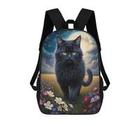 sinyumoney Mochilas De 17 Pulgadas Moonlit Black Cat Garden Mochila Escolar Infantil Impresa En 3D Para Niños De Primaria Y Secundaria