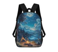sinyumoney Mochilas De 17 Pulgadas Moonlit Camping Adventure-1 Mochila Escolar Infantil Impresa En 3D Para Niños De Primaria Y Secundaria