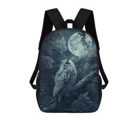 sinyumoney Mochilas De 17 Pulgadas Moonlit Owl Mochila Escolar Para Niños, Impresa En 3D Para Niños De Primaria Y Secundaria.