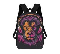 sinyumoney Mochilas De 17 Pulgadas Music Lion Headphones Art Print Mochila Escolar Infantil Impresa En 3D Para Niños De Primaria Y Secundaria