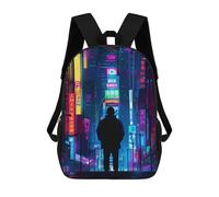 sinyumoney Mochilas De 17 Pulgadas Neon Cityscape-1 Mochila Escolar Infantil Impresa En 3D Para Niños De Primaria Y Secundaria