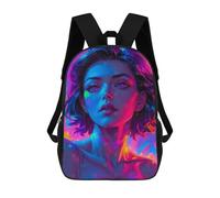 sinyumoney Mochilas De 17 Pulgadas Neon Girl Portrait Mochila Escolar Para Niños, Impresa En 3D Para Niños De Primaria Y Secundaria.