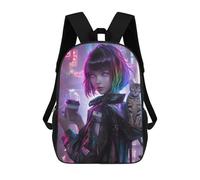 sinyumoney Mochilas De 17 Pulgadas Neon Street Scene-1 Mochila Escolar Para Niños, Impresa En 3D Para Niños De Primaria Y Secundaria.
