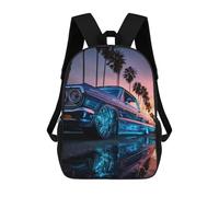 sinyumoney Mochilas De 17 Pulgadas Neon Sunset Lowrider Reflections Mochila Escolar Para Niños, Impresa En 3D Para Niños De Primaria Y Secundaria.