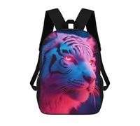 sinyumoney Mochilas De 17 Pulgadas Neon White Tiger Portrait Mochila Escolar Infantil Impresa En 3D Para Niños De Primaria Y Secundaria