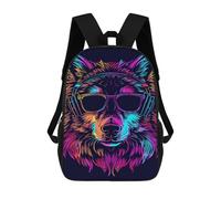 sinyumoney Mochilas De 17 Pulgadas Neon Wolf Headphones Art Print -2 Mochila Escolar Para Niños, Impresa En 3D Para Niños De Primaria Y Secundaria.