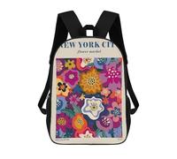 sinyumoney Mochilas De 17 Pulgadas New York City Flower Market Art Mochila Escolar Para Niños, Impresa En 3D Para Niños De Primaria Y Secundaria.