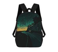 sinyumoney Mochilas De 17 Pulgadas Night Drive on Winding Road Mochila Escolar Para Niños, Impresa En 3D Para Niños De Primaria Y Secundaria.